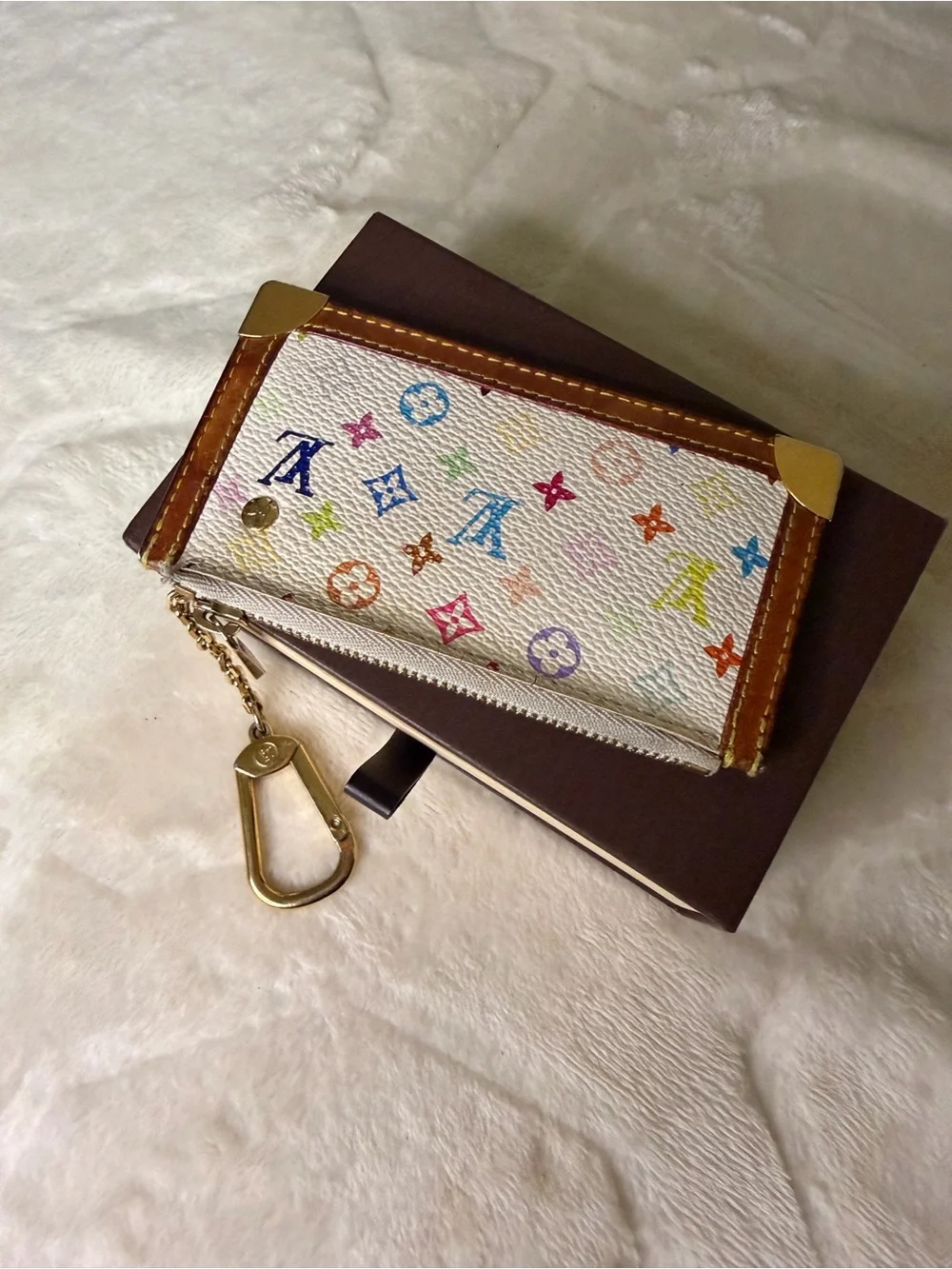 Louis Vuitton Murakami Multicolor Monogram Key Cles with Gold Hardware
